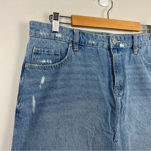 Jeanswest Women’s Mini Denim Skirt A-Line High Waist Distressed Blue Size 16 - Picture 7 of 12